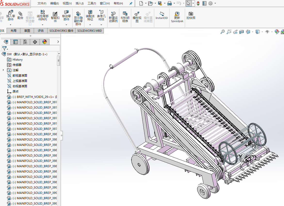 W018-叶菜收获机设计【三维SW模型+8张cad图纸+说明书】